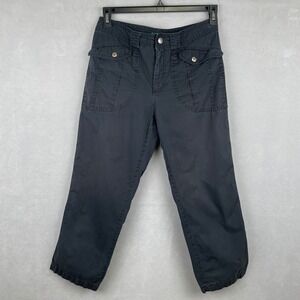 VTG Lauren Ralph Lauren Black Cotton Cargo Crop Pants Womens 8 Utility Tapered